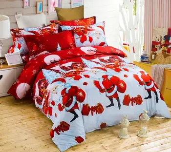 

3D Print Christmas Santa Claus Reindeer Gift Polyester Duvet Set Duvet Cover Quilt Cover Pillowcases Without Sheet