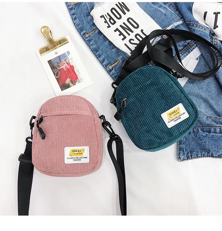 

Korean Corduroy Bag Cell Phone Bags Women Shoulder Crossbody Handbags Simple Small Crossbody Bags Casual Ladies Shoulder Bag