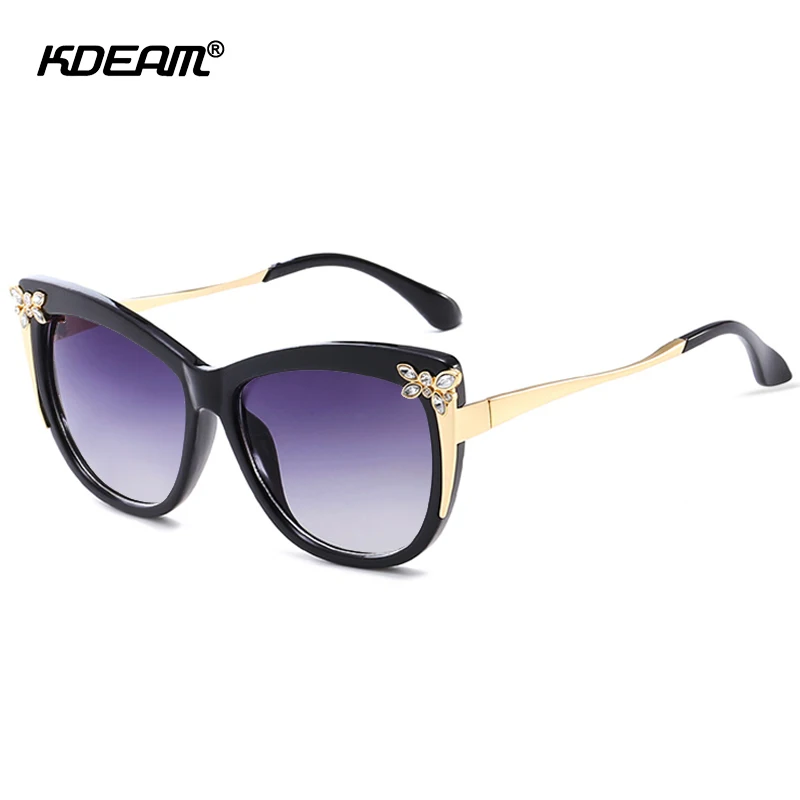 

KDEAM Diamond Decorative Cat Eye Sunglasses for Women UVA/UVB Protection Vintage Glasses Lady KD102