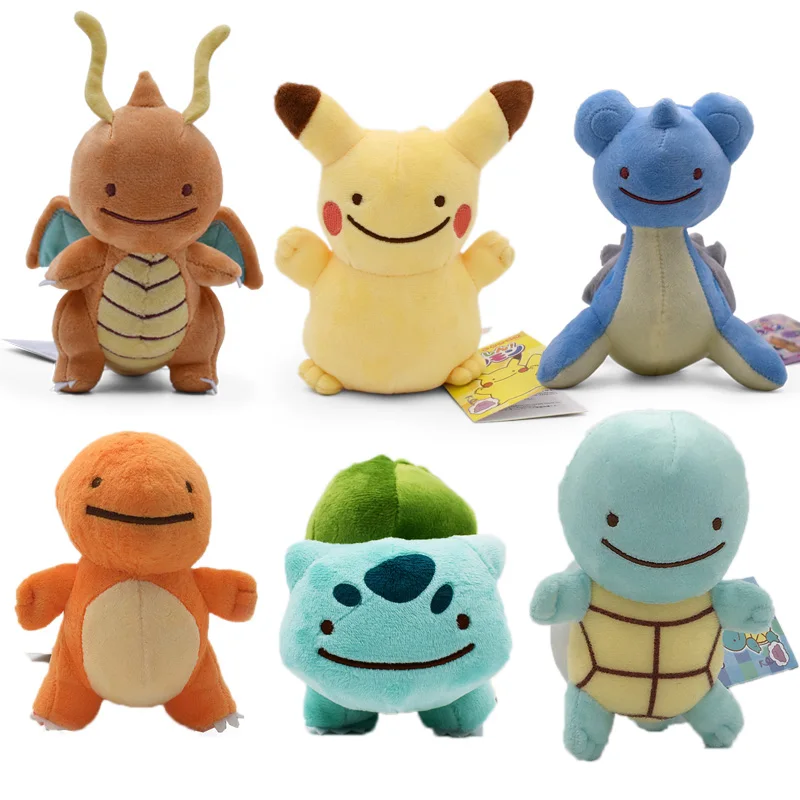 

6 Styles Cute Cartoon Pikachu Charmander Squirtle Bulbasaur Lapras Dragonite Stuffed Plush Soft Animal Doll Baby Toy For Kids