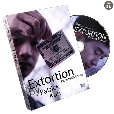 Extortion(DVD и скрытое приспособление) от Патрика Куна и сансума/крупным планом уличные банкноты Волшебные трюки продукты игрушки оптом