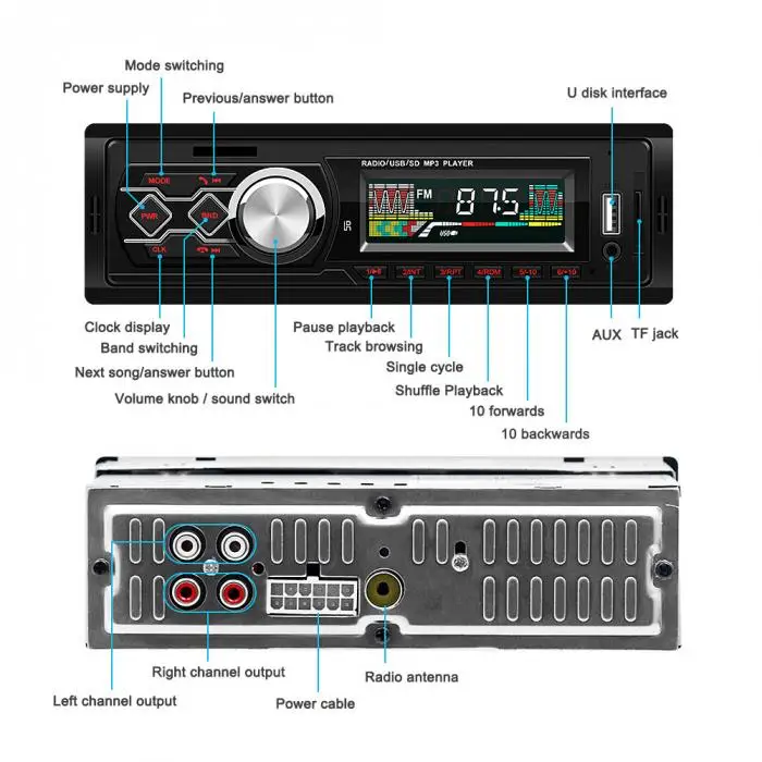 Автомобильный 12 в Bluetooth MP3 динамик аудиоплеера fm-радио Поддержка громкой связи звонки M8617