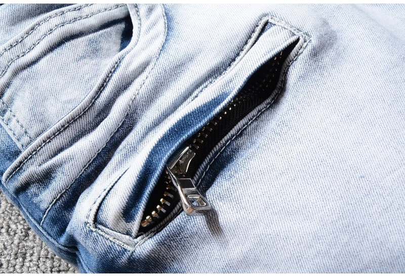 Sokotoo мужские голубые рваные байкерские джинсы с дырками для мотоцикла, плюс размер, облегающие джинсы с потертостями, Стрейчевые джинсовые штаны, брюки