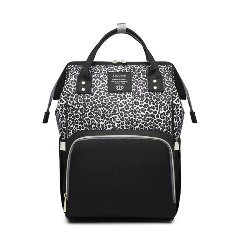 Goedkoop Lequeen Luiertas Luipaard Luiertas Babyverzorging Outdoor Wandelwagen Organizer Bag Travel Moederschap Patchwork Tas Verpleging Rugzak