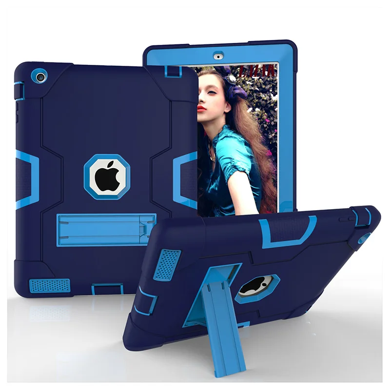 New Armor Case For Apple iPad 2 3 4 Kids Safe Heavy Duty Silicone Hard Case Cover With Stand Holder For iPad 234 Coque Cases (9)
