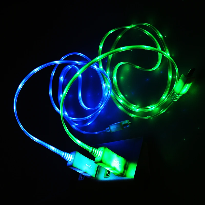 Mic Usb кабель для зарядки 1 м Мобильный телефон быстрая лапша светодиодное