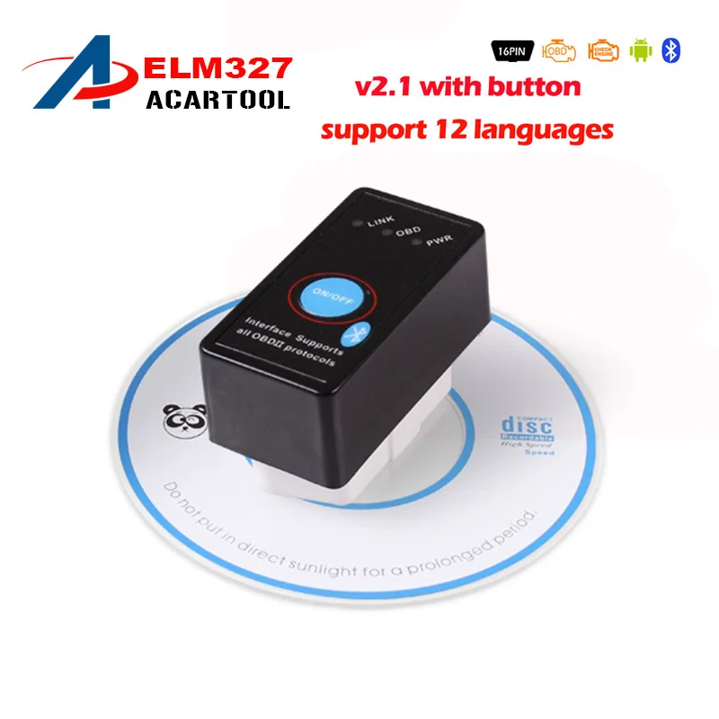 ELM327 Bluetooth V2.1/V1.5 с выключателем питания ODB2 ODBII OBD II ELM 327 Тестер Bluetooth автоматический диагностический инструмент для сканирования крутящего момента Android