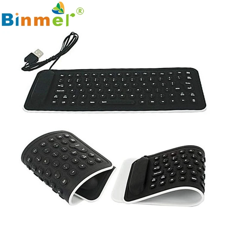

C88Portable USB Mini Flexible Silicone PC Keyboard Foldable for Laptop Notebook Black U0302