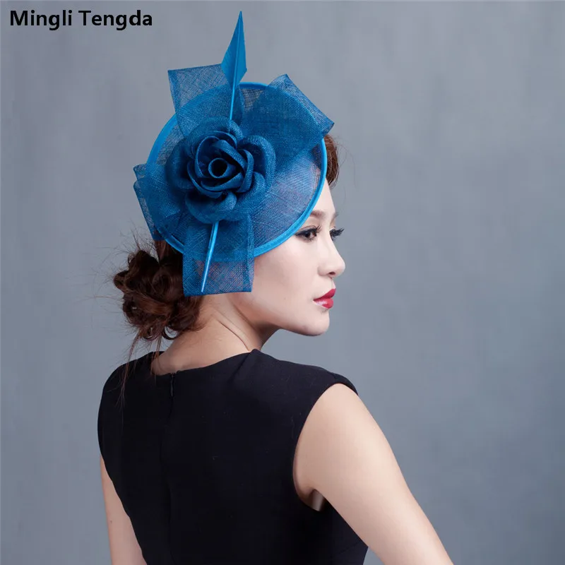 Перо фуксия очарование для вечерние шляпы аксессуары для свадьбы свадебный головной убор повязка Свадебные шапки для женщин Mingli Tengda
