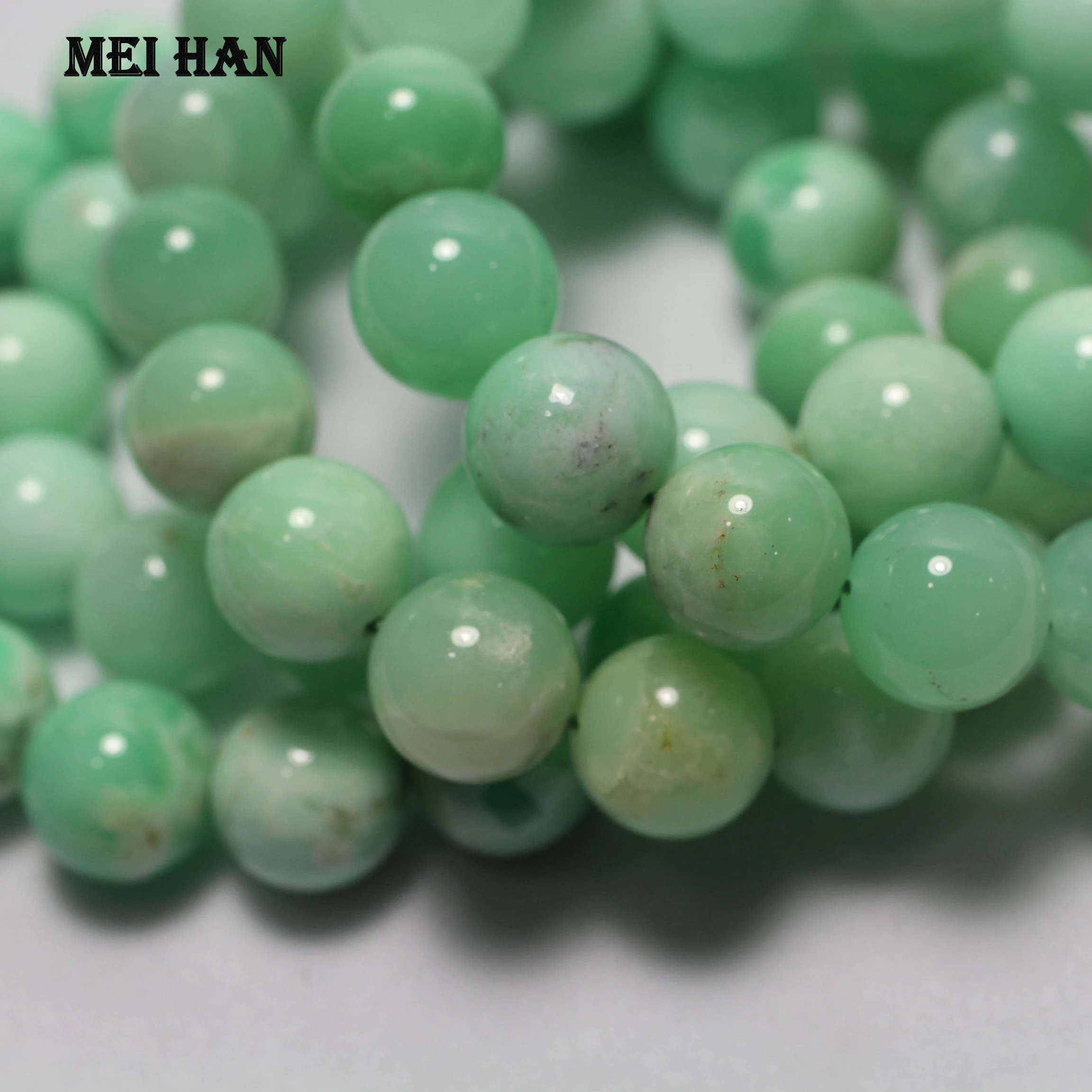 

Wholesale (1 bracelets/set) 13mm & 14mm low price natural Australia Chrysoprase smooth round loose beads stone for jewelry