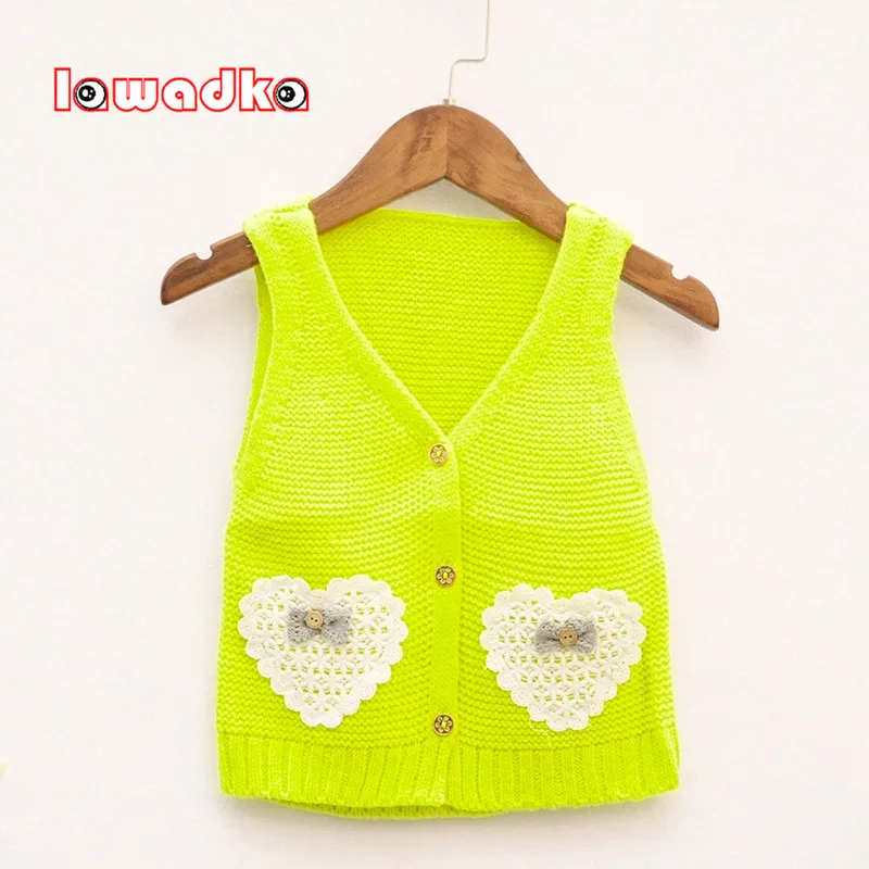 Lawadka Cute Bow Pocket Girls Kid Sweater Soft Knitting Children