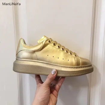 

Luxury design reflective white shoes ladies increased high-end leather fashion casual sports women's shoes luminous wild sponge