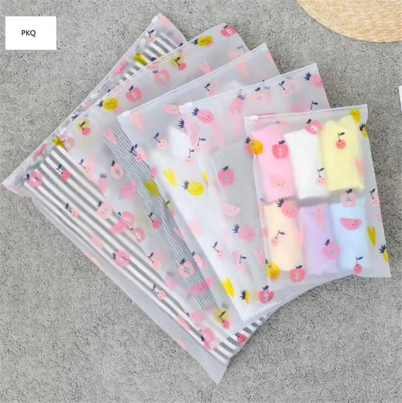 

3pcs Travel Waterproof Storage Bag Cartoon Translucent Zip Lock Bag Clothes Cosmetic Sundries Organizer Plastic Zipper Pouch