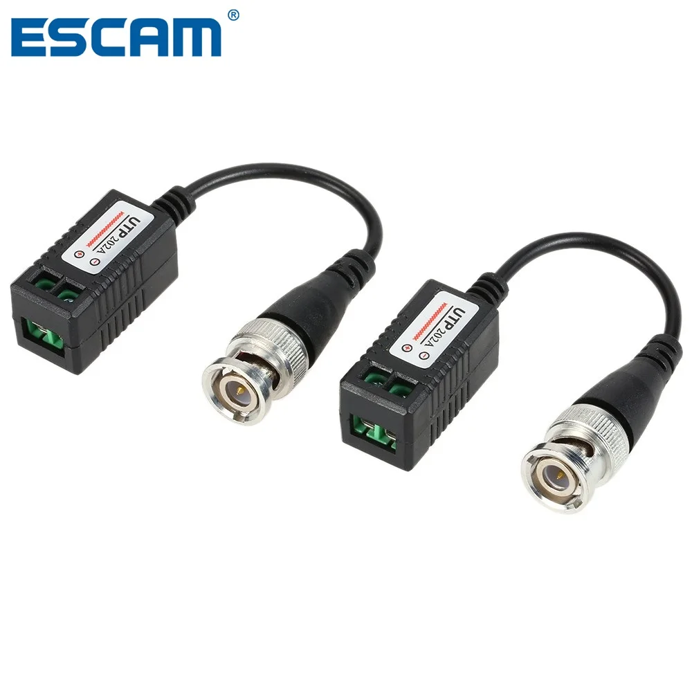

2pcs Video Balun BNC Connector Cat5 UTP Coaxial Cable Adapter Twisted Pair Transmission for CCTV Camera