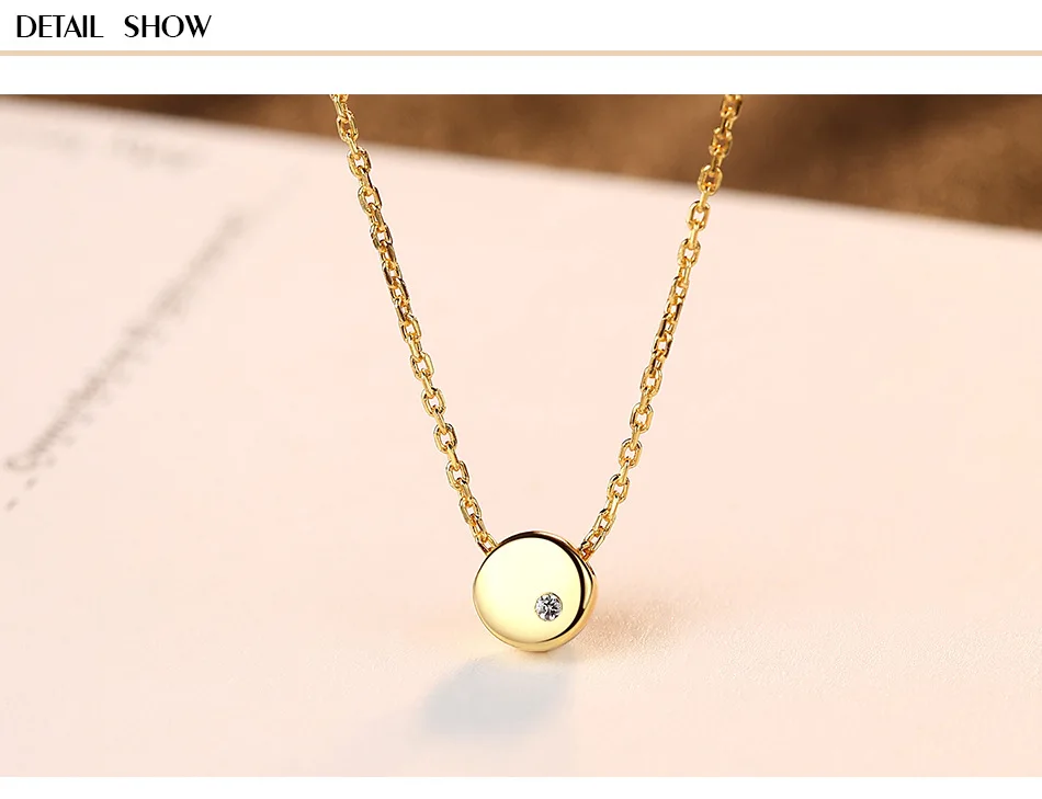 

S925 sterling silver necklace single zirconium round beans exquisite polished necklace pendant female accessories FL01