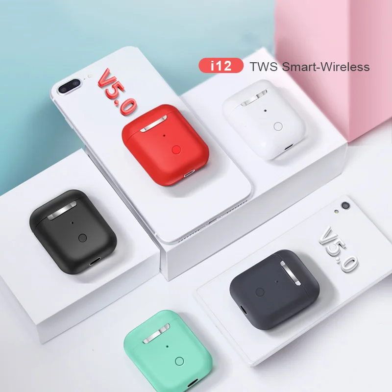 

2019 Hot Original i12 tws Bluetooth Earphone V5.0 Wireless earphones Touch control Earbuds pk i9s i11 tws for iPhone/Android