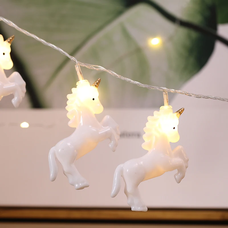 50Led Фея Белый Розовый Единорог батарея штепсельная гирлянда 5 м LED украшение для