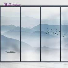 Чернила живопись пейзаж земля стеклянная пленка компании офис Туалет Дверь через окно стекло наклейки