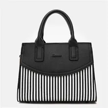 Free shipping 2016 women stripe bags retro shoulder bags Style TOP PU leather handbags totes messenger bag