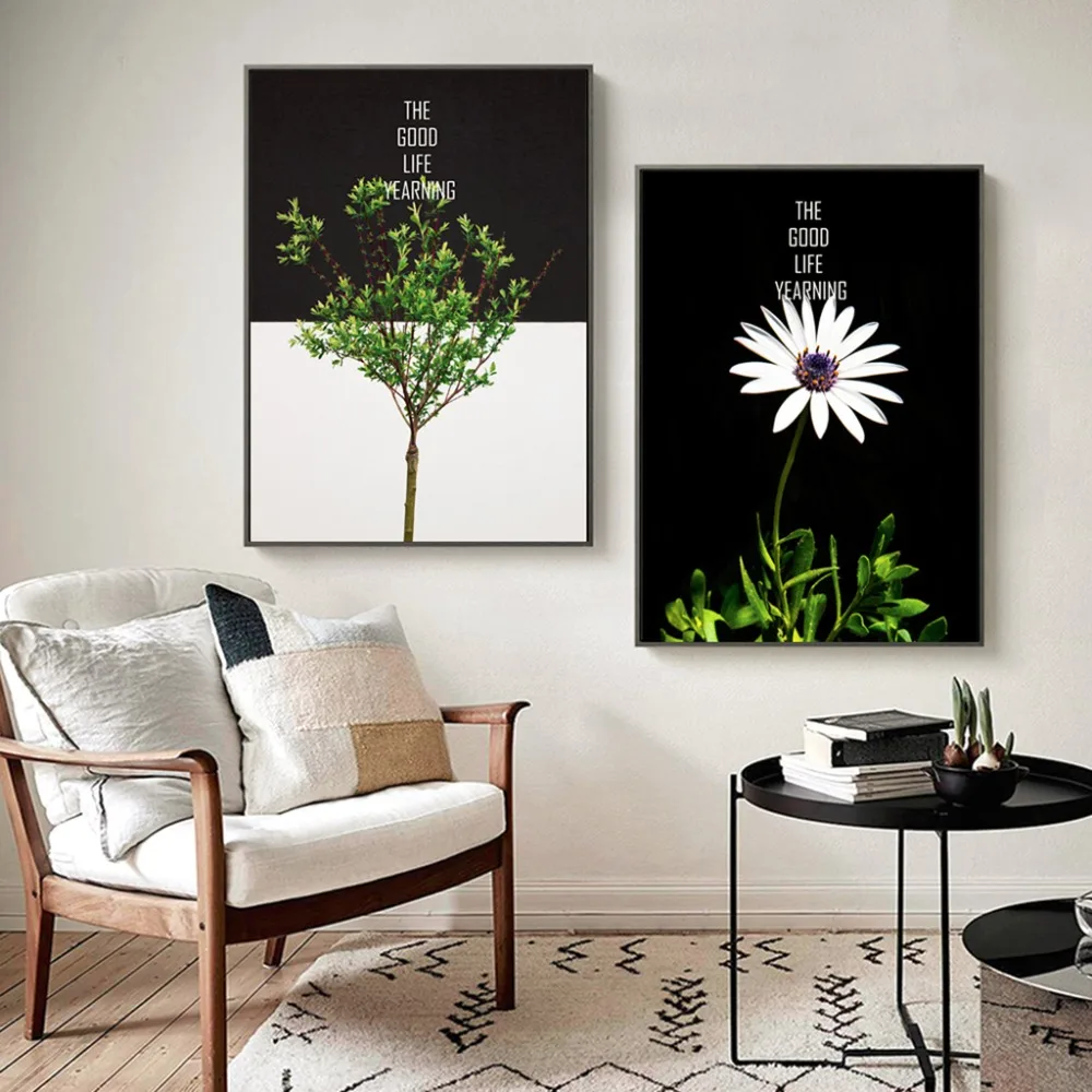Black-And-White-Posters-Flower-Trees-Canvas-Painting-Inspiration-Quote-Wall-Art-Cuadros-Decoracion-Wall-Pictures