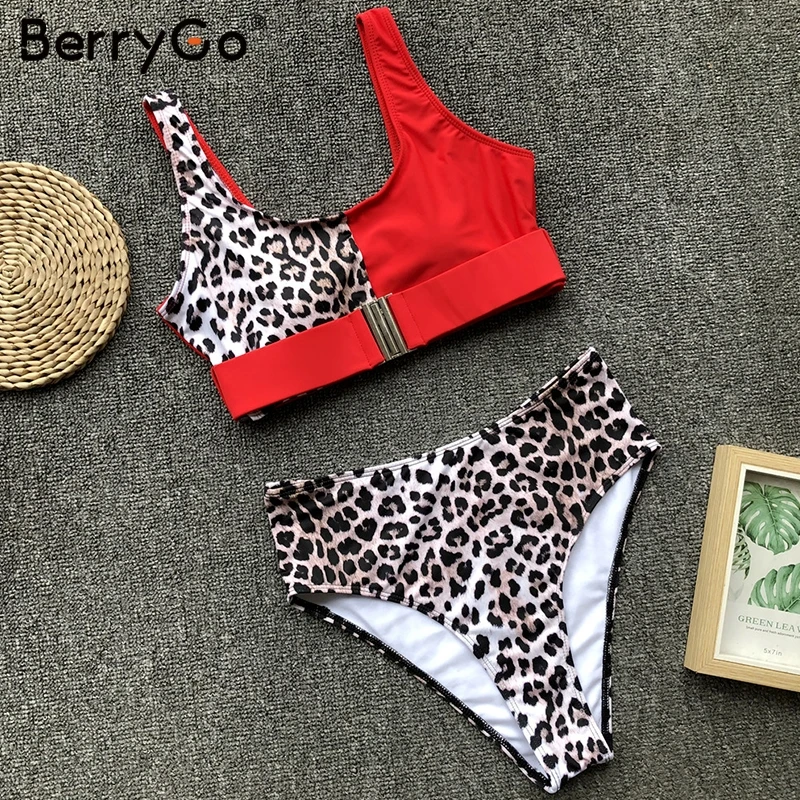 BerryGo сексуальный леопардовый принт женский купальник пуш ап из двух частей