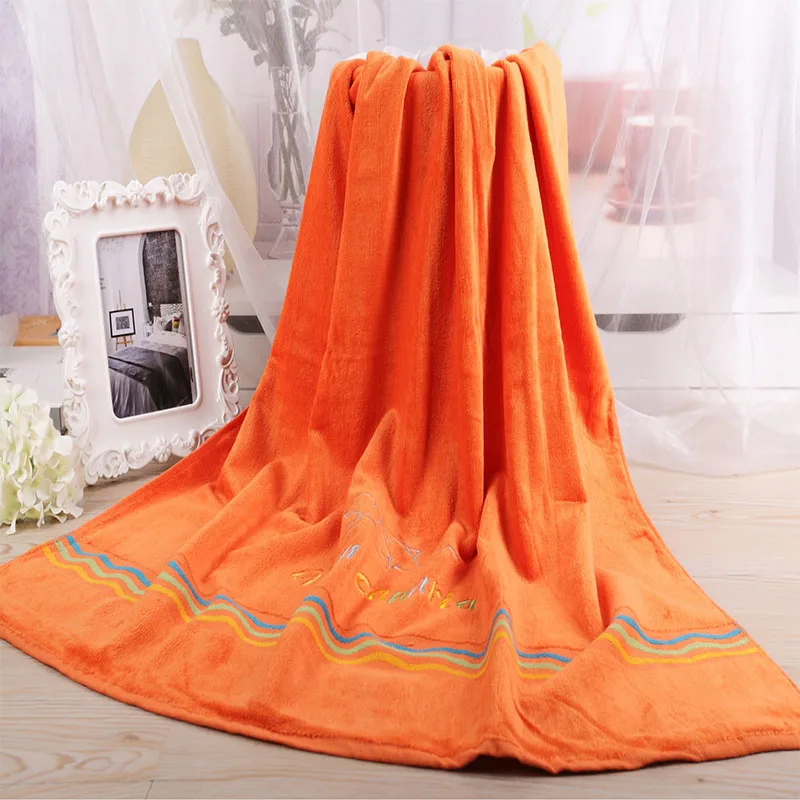 Large Beach Towel Thick Terry Hamam Towels Dolphin and Rainbow Pattern