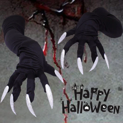 2018 New Halloween 3d Long Finger Gloves Arm Warm Black White Skeleton Gloves Creepy Gloves Accessory Ghost Bones Cosplay Decor Men S Arm Warmers Aliexpress
