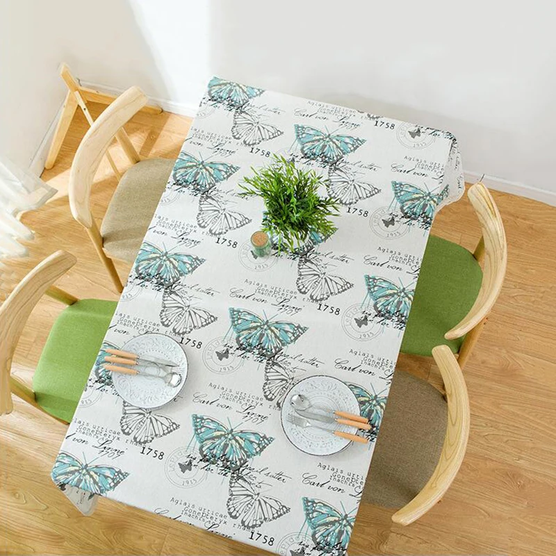 Butterfly Tablecloth Cotton Linen Dinner Table Cloth Cover Garden