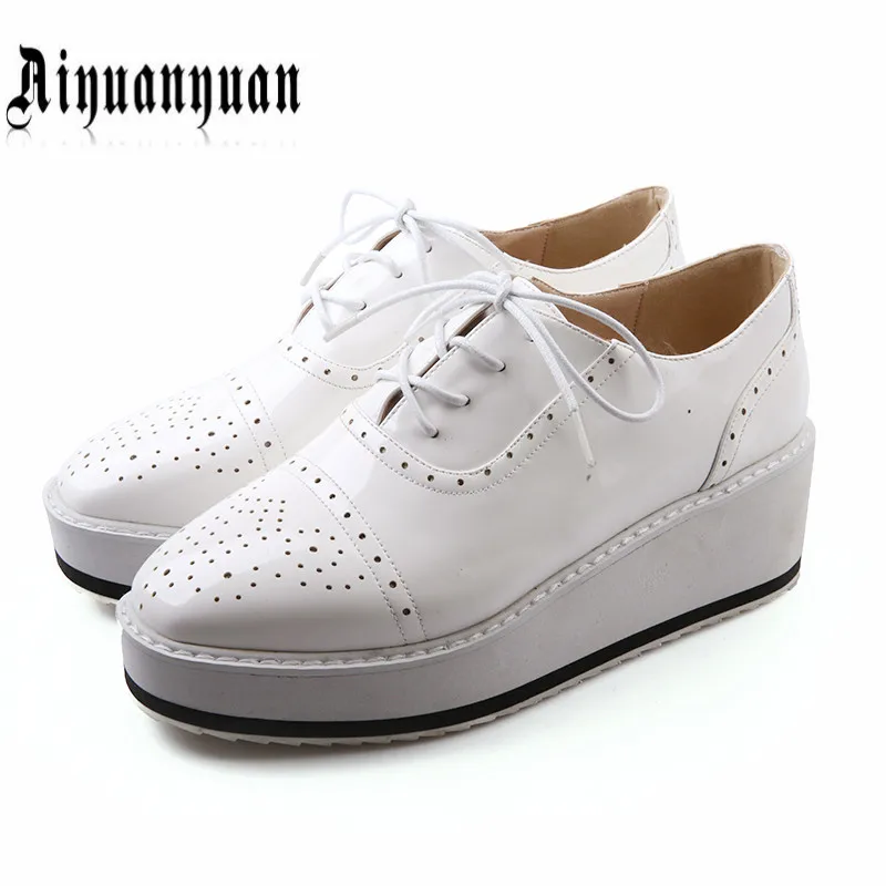 Plus size 43 44 45 46 47 48 cute lace up design lady flats platform