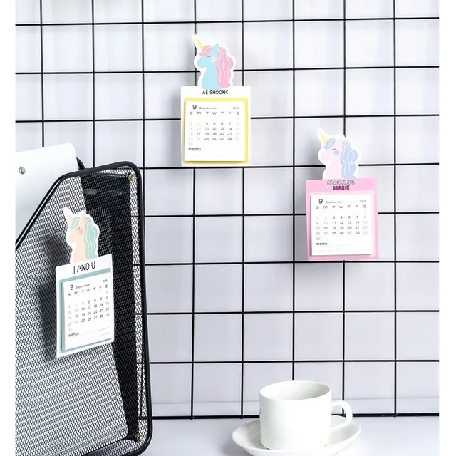 us 1 4 6 off 2019 cute unicorn magnetic calendar mini portable calendar daily schedule planner 2018 09 2019 12 in calendar from office school cute schedule planner