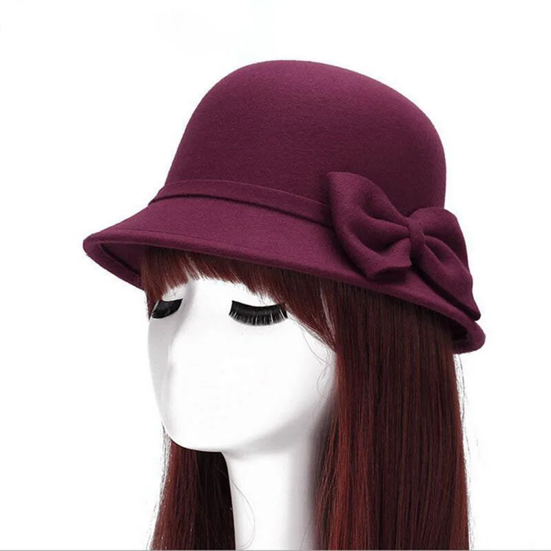 Новая весенняя модная винтажная Женская шерстяная фетровая шляпа с бантом, Панама, колокольчик, бант, фетровые шляпы для женщин, шапка, верхняя шляпа - Цвет: 5