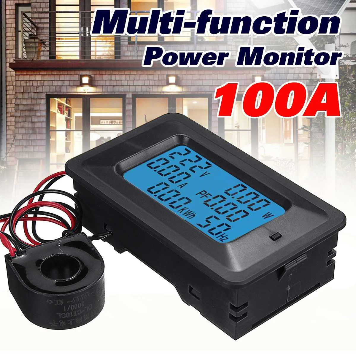 

New 100A Multi-Function Power Monitor LCD Digital Panel Display AC 110~250V Voltage Current Power Monitor Frequency Energy Meter