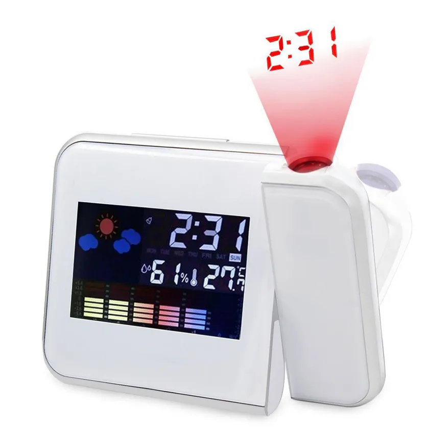 

Projection Digital Weather Black LED Alarm Clock Snooze Color Display / LED Backlight with many useful mode functions #30
