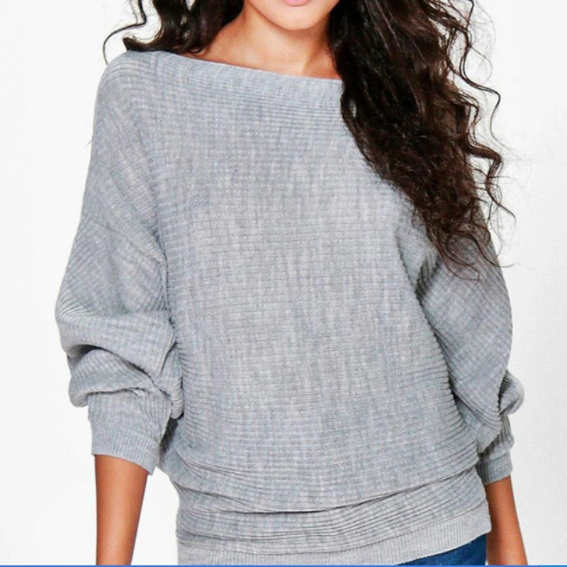 

Women Casual Sweaters Autumn Winter Sweater Loose Long Batwing Sleeve Solid Pullovers Woman Female Thin Sweater Jumper Lady