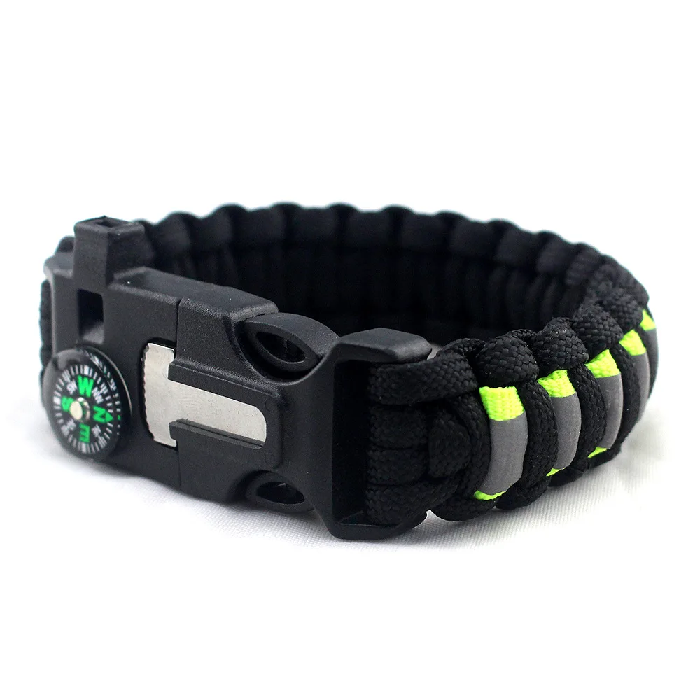 

Braided Glow Bracelet Men Women Paracord Outdoor Survival Tool Camping Rescue Emergency Rope Bangles Compass Whistle Knife