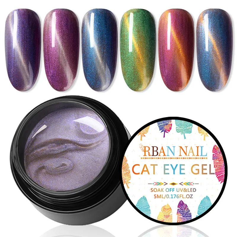 

RBAN NAIL Cat Eyes UV Nail Gel Polish Set 5ml Shell Magnetic Led Nail Varnish Hybrid Gel Semi Permanent Gel lak