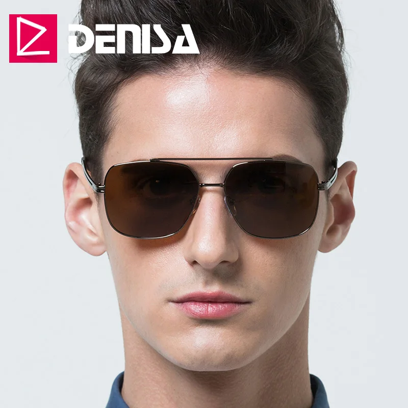 

DENISA Anti-Reflective Square Sunglasses With Sunglasses Box Men Polarized Glasses 2019 New Fashion UV400 Adults Glasses P1904