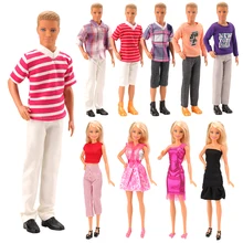 New Handmade 10 Items/Set=5 Clothes For Ken Random +3 Doll Dress +2 Doll Shoes Accessories For Barbie Ken Best Christmas Gift 12 items 6 random wedding party gown dress clothes 6 necklace accessories for barbie doll fr kurhn kids toys christmas gift