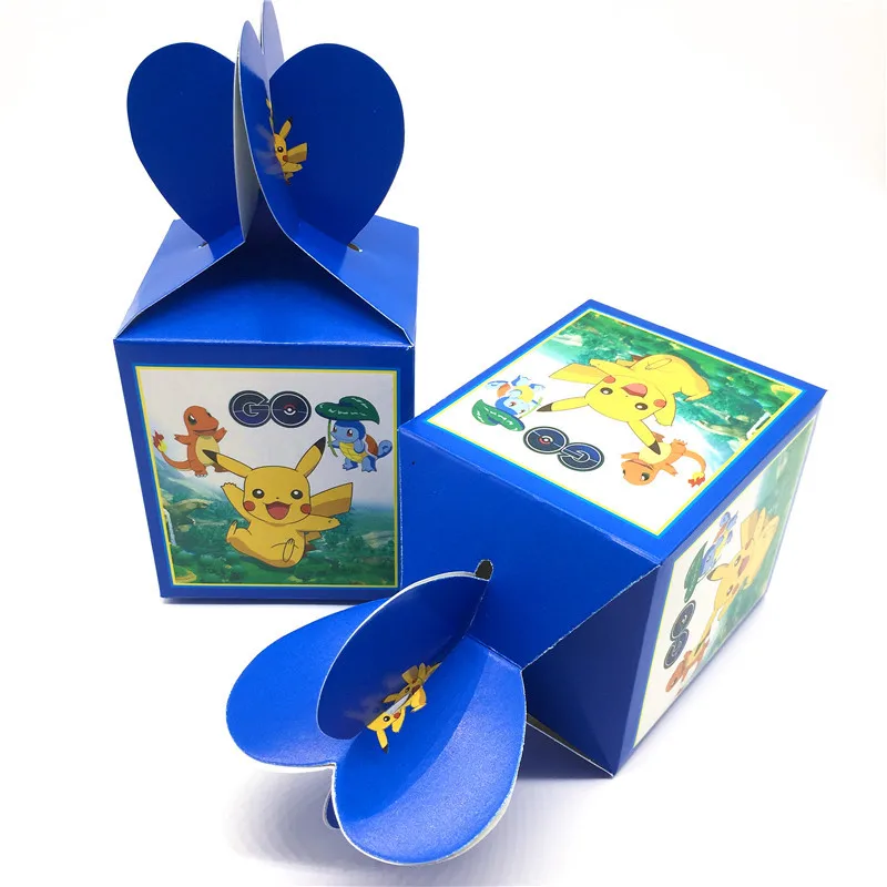 Милая тематическая посуда Pokemon Go, коробка для конфет, праздничные кружки, тарелки, салфетки, маски, флаги, украшения - Цвет: CandyBox-6Pcs