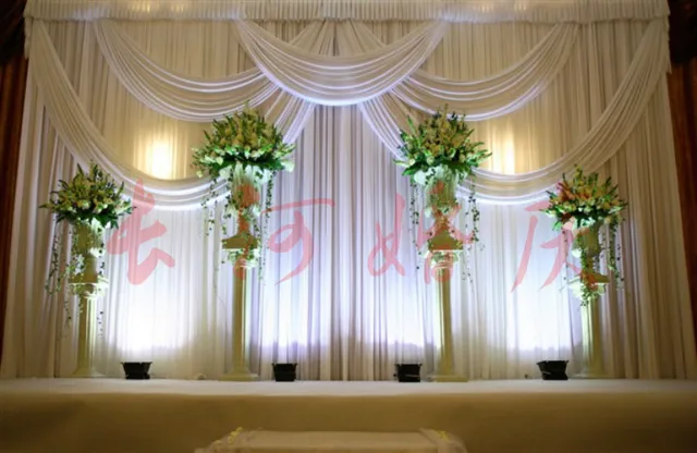 Luxury White Wedding Backdrop With Beatiful Swag Drape And Luxury White Wedding Backdrop With Beatiful Swag Drape And Curtain Decoration