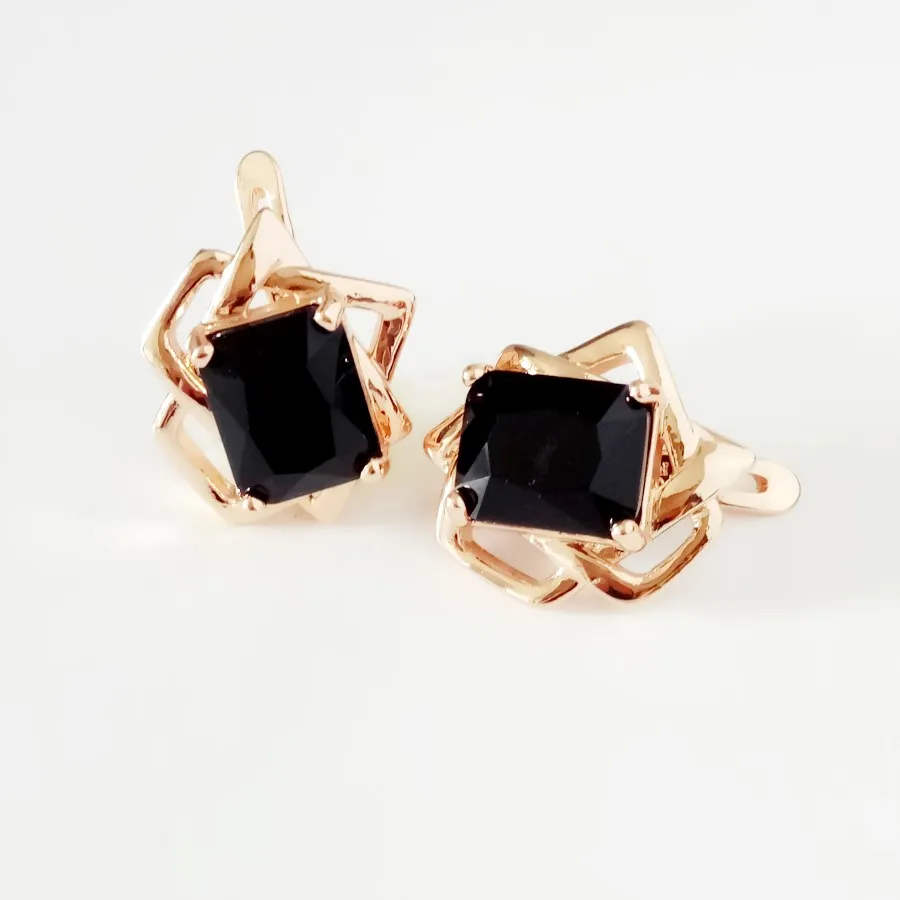

Earrings for Women New Fashion Korean Earrings Big Square Black Stone Office Style Rose Gold Color Jewelry Women