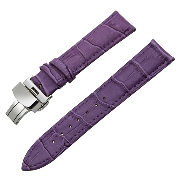 Ремешок для часов из натуральной кожи для Oris Culture часы в авиационном стиле ремешок с пряжкой-бабочкой 14 мм 16 мм 18 мм 19 мм 20 мм 21 мм 22 мм 24 мм - Цвет ремешка: Purple