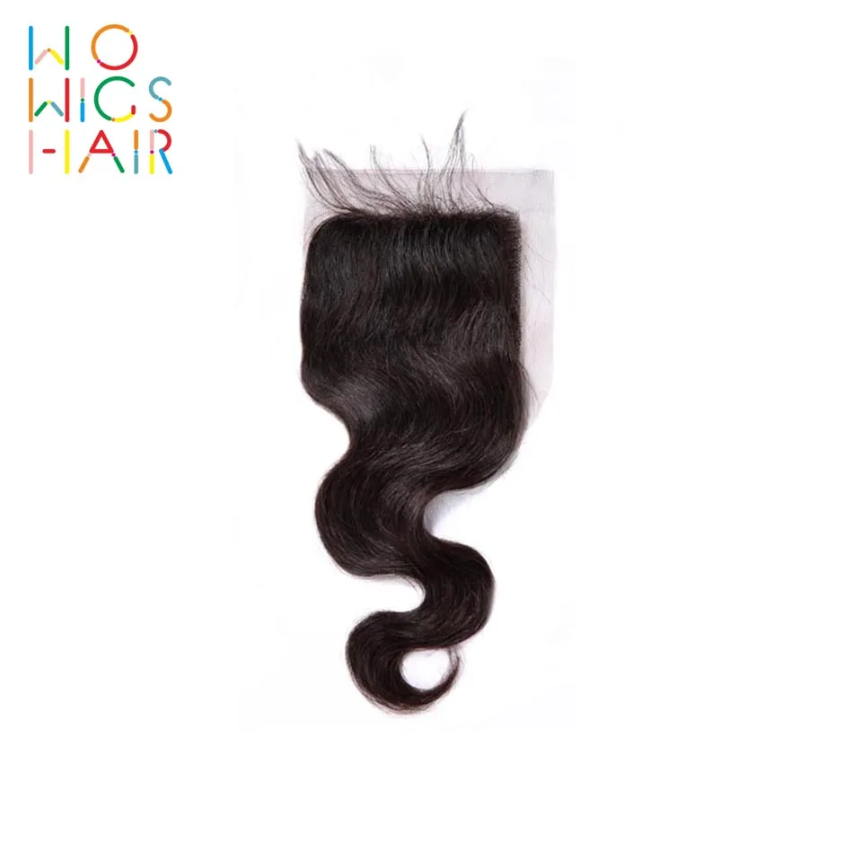 WoWigs волосы, индийские волосы remy средства ухода за кожей волна 3 Связки сделки с топ синтетическое закрытие шнурка волос/Фронтальная