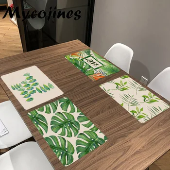 

Fresh Green Plants Pattern Table Mat Kitchen Decoration Table Napkin For Wedding Table Mat Placemat Dining Accessories