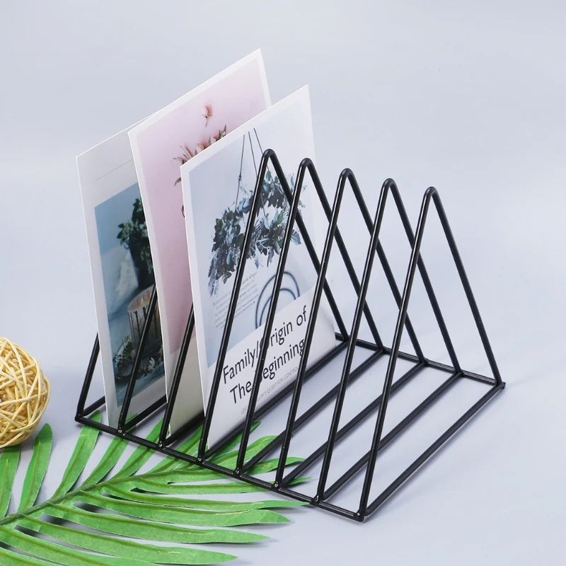 

Nordic Triangle Simple Wrought iron Desktop Storage Rack Shelf File Magazine Storage Box Office Rack Stationery