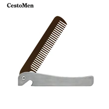 CestoMen Pocket Folding Beard Shaping Comb Anti Static Men Comb For Mustache Stainless Steel Bottle Opener Hairdressing Tools