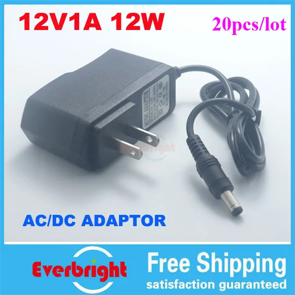 

20pcs/lot 12V 1A Power Adapter 12W Led Transformer US EU with DC Male Adapter for 5050/3528 Strip Led Light DIY Free Shipping