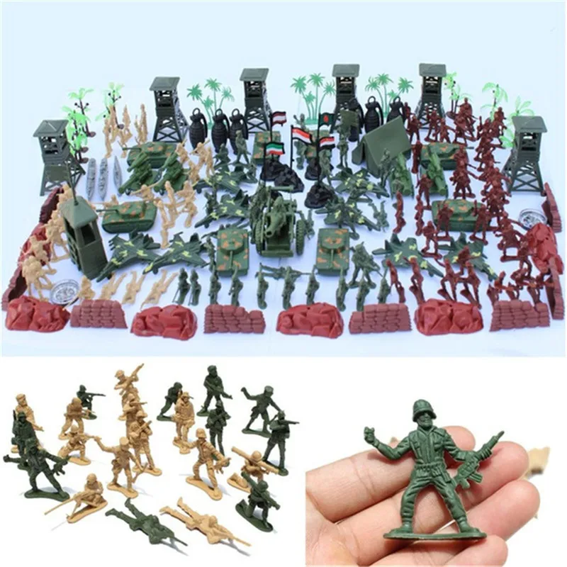 170pcs/set Military Plastic Model Toy Army Men Figures & Accessories Playset Kit Decor Gift Model T