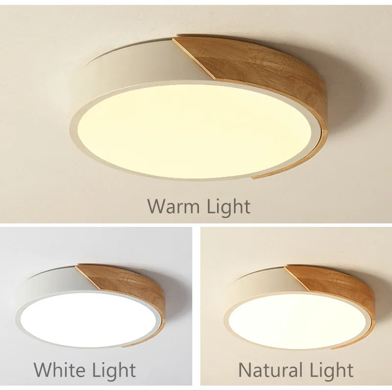 Modern led ceiling light with remote control Loft living room lights bedroom Nordic interior lighting home Wood led plafondlamp