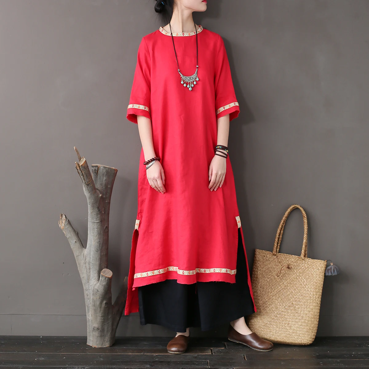 Buy Women Loose Embroidered Loose Robe Dress Female